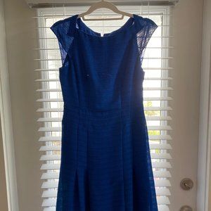 Nanette Lepore Royal Blue Cap Sleeve Midi Dress